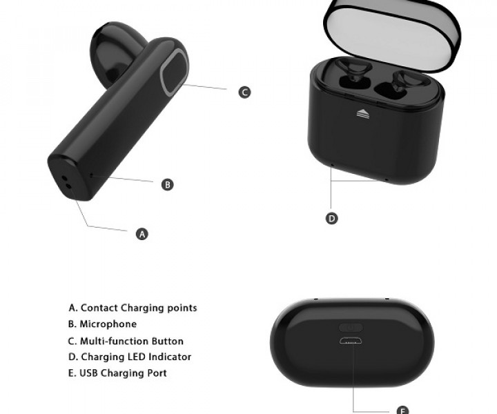 Наушники Dual Mini Сharging Box Black